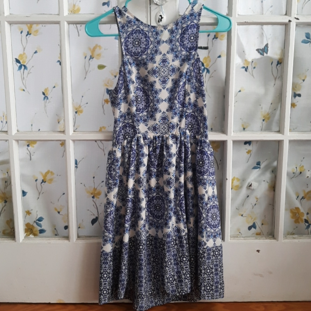 White and blue dress